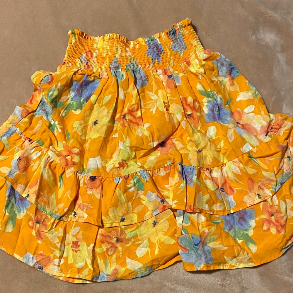 Cynthia Rowley Floral Orange Skirt Sz XS